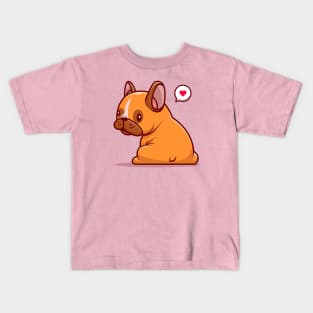 Cute Pug Dog Sitting Cartoon Kids T-Shirt